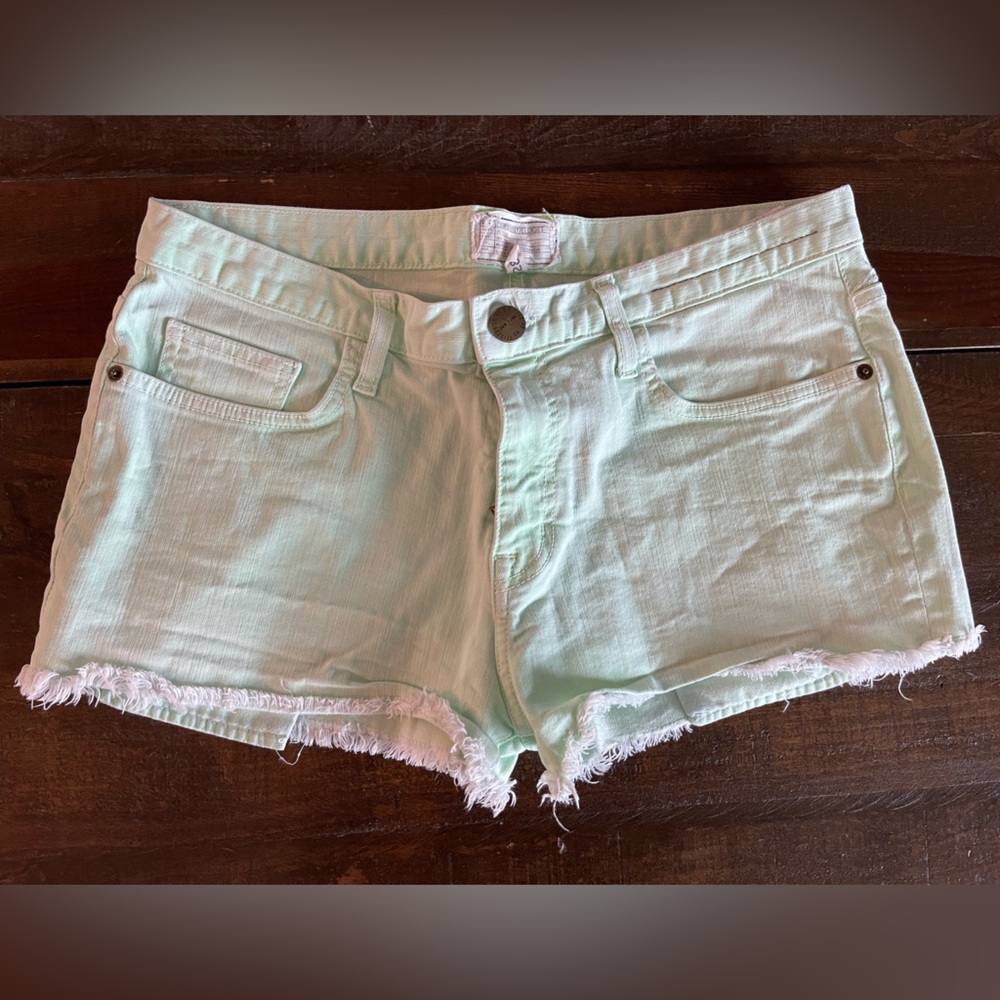 Current/Elliott lime green cutoff boyfriend jean short